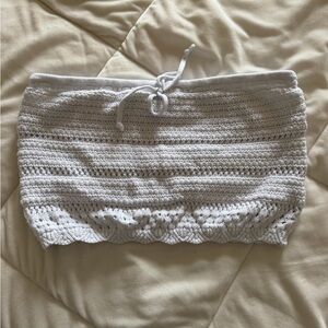 Hollister White Crochet Trim Tube Top